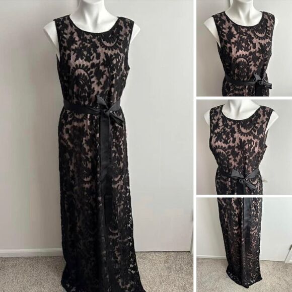 Adrianna Papell Black Lace Gown, Size 12 - Picture 1 of 8